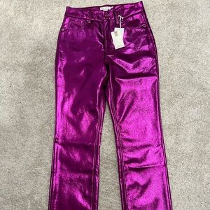 Good American Metallic Purple Pants - 4